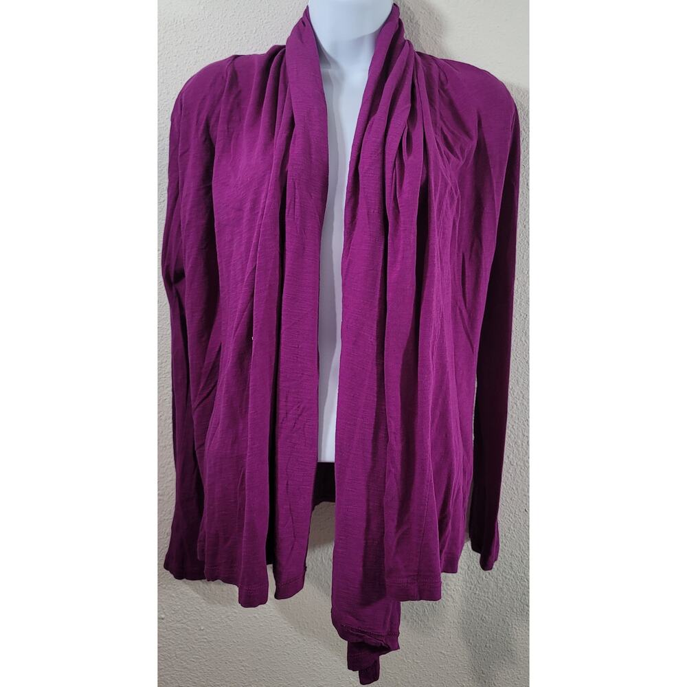 Alternative Fuchsia Draped Front Slub Knit Cardigan Sweater Small Lightweight